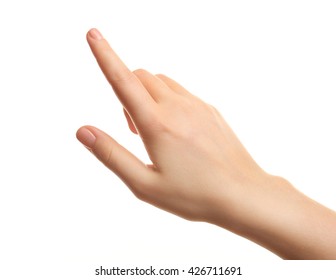 Female Hand On White Background