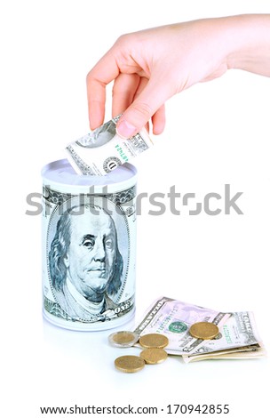 Female Hand Putting Money Moneybox Isolated Stock Photo Edit Now - female hand putting money in moneybox isolated on white