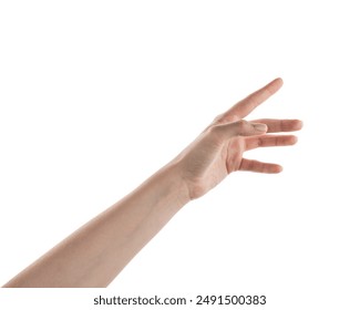 Female hand reaching something isolated on white - Powered by Shutterstock