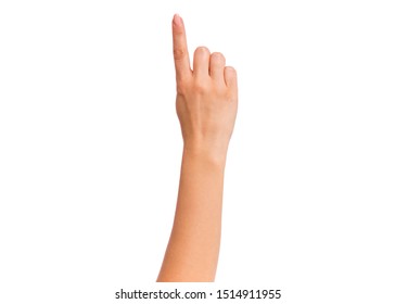 Female hand showing 1 finger gesture, isolated on white background. Beautiful hand of woman with copy space. Hand doing gesture of number One. Series of photos count from 1 to 5. - Shutterstock ID 1514911955