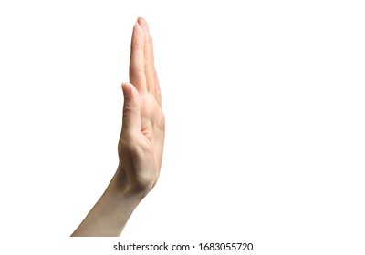Female hand showing “stop” gesture