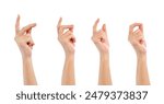 Female hand showing snapping his fingers against isolated on white background, clipping path.