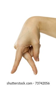 A female hand showing the walking fingers.