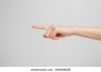 Female Hand Shows Index Finger Side Stock Photo 1896408208 | Shutterstock