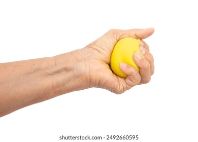 Female hand squeezing stress ball on white background. - Powered by Shutterstock