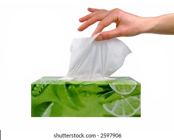 Female Hand Taking A Tissue From A Box