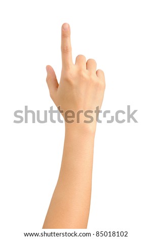 female hand touching screen
