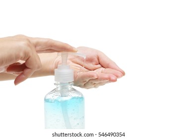 Female Hand Using Alcohol Gel Isolated