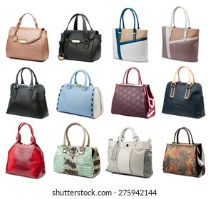 Female Handbags Collection Isolated On White Stock Photo (Edit Now ...