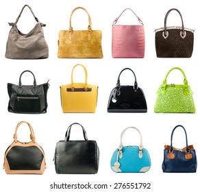 Female Handbags Collection Isolated On White Stock Photo (Edit Now ...