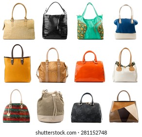 Female Handbags Collection Isolated On White Stock Photo (Edit Now ...