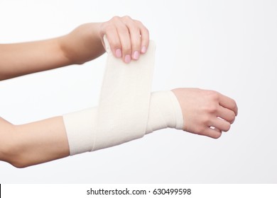 Female Hands Bandage Medical Bandage