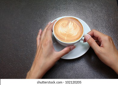 A Cup Of Latte-art Hot Coffee Mocca Latte Stock Photo, Picture and Royalty  Free Image. Image 12307483.