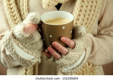 Female hands with hot drink, close-up - Shutterstock ID 156100604