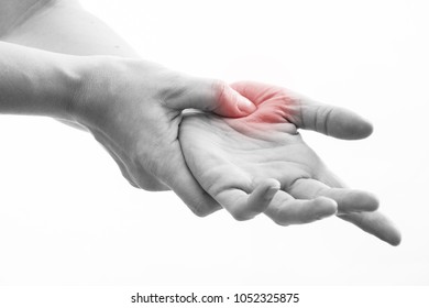 Female Hands Make Acupressure On The Arm,