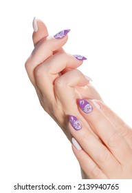 Female Hands With A Multicolored Manicure Closeup