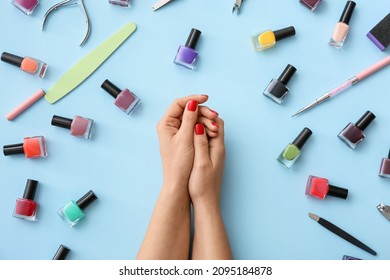 Female Hands Tools Manicure Nail Polishes Stock Photo (Edit Now) 2095184878