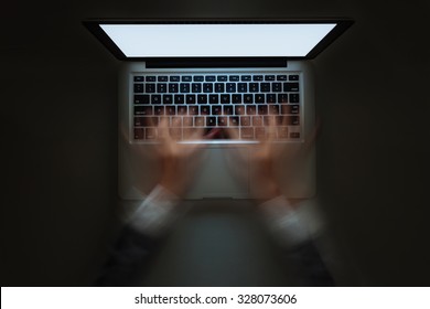 Female Hands Typing On Laptop Extremely Fast