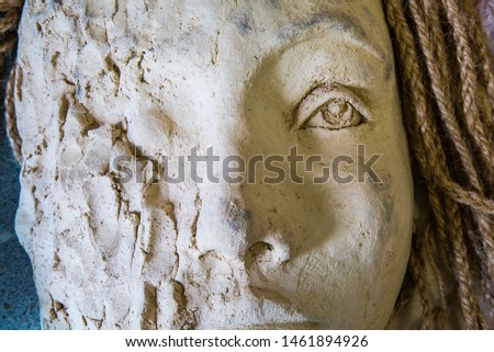 Female heads statue. Sculptor Sculpture Ceramic Clay Statue