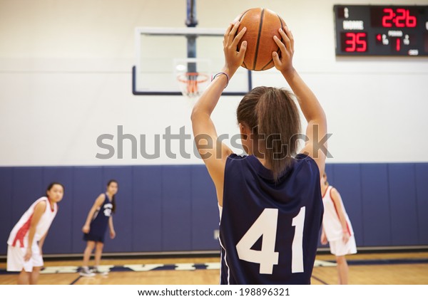 Female High\
School Basketball Player Shooting\
Basket