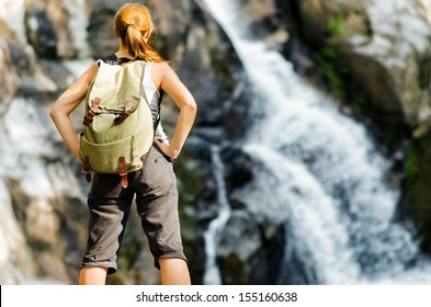 Female Hiker Looking Waterfall Stock Photo 155160638 | Shutterstock