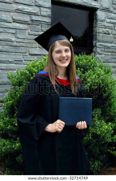 Female Holds Her Degree Wears Drape Stock Photo Edit Now 32714749