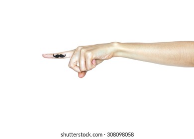 Female Isolated Hand With Mustache Sign On Finger