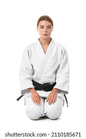 Female Karate Instructor On White Background