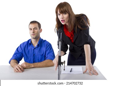 Female Lawyer Representing Male Client In A Court Hearing