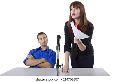 Female Lawyer Representing Male Client In A Court Hearing