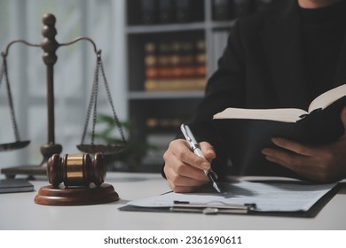 female lawyers working at the law firms. Judge gavel with scales of justice. Legal law, lawyer, advice and justice concept. - Shutterstock ID 2361690611