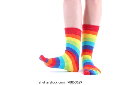 Warm Fuzzy Socks White w Berry Green Pink Stripes Over Ankle Ladies Women