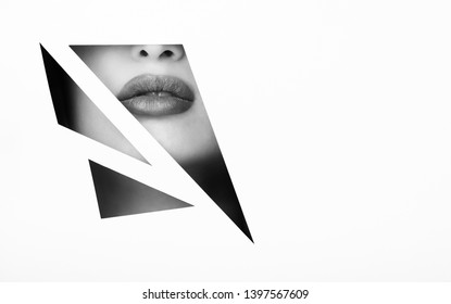 Female Lips Black White Geometry Frame Stock Photo (Edit Now) 1397567609