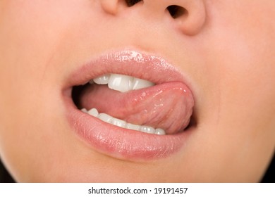 the female lips with cosmetics macro shot - Shutterstock ID 19191457