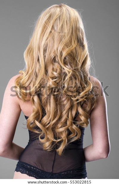 Female Long Wavy Blonde Hair Rear Stock Photo Edit Now 553022815