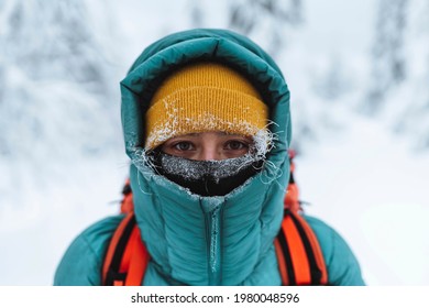 Female Mountaineer In Wintertime At Glen Coe, Scotland