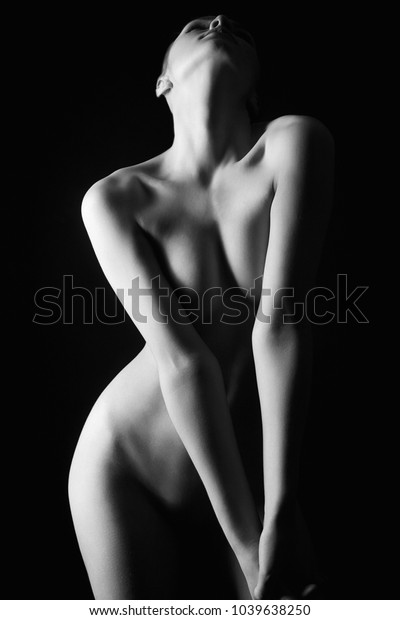 女性のヌードシルエット 白黒のポートレート セクシーな若い女性 裸体の女の子 の写真素材 今すぐ編集