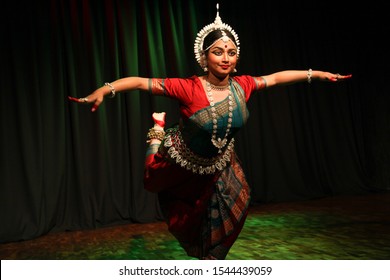 A Female Odissi Dancer Shows A Flying Peacock At The Ente Kudumbam On October 27,2019 At Shukra Hall,Bengaluru.