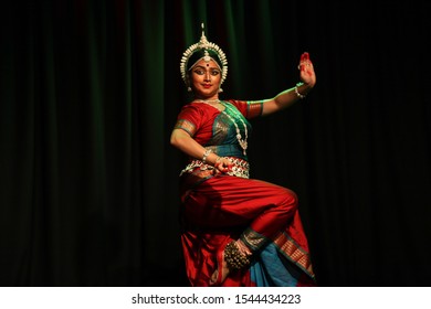 A Female Odissi Dancer Shows The Grace Of Goddess At The Ente Kudumbam On October 27,2019 At Shukra Hall,Bengaluru