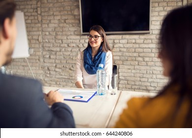 Female On Job Interview In Company