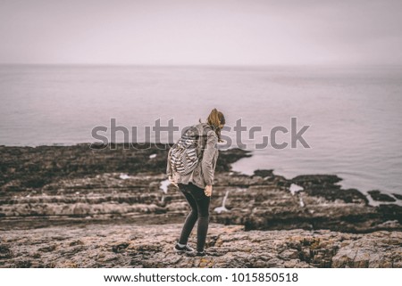 Similar – Foto Bild Cliffs of Moher, Frau schaut in die Ferne