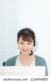 Female operator speaking with income