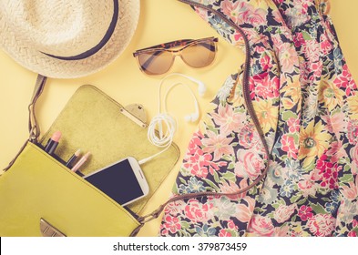 Female Outfit On Yellow Background