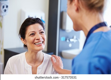 Female Patient Being Reassured By Doctor In Hospital Room - Shutterstock ID 317573531