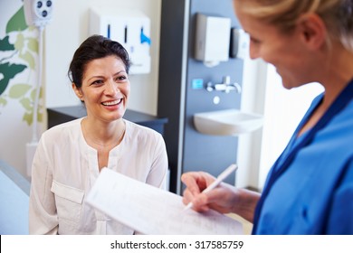 Female Patient And Doctor Have Consultation In Hospital Room - Powered by Shutterstock