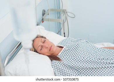 Female Patient Lying On Bed Closed Stock Photo (Edit Now) 107310875