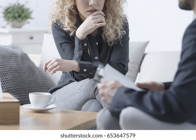 Female Patient With Nervous Breakdown During Therapy Session