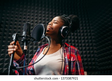 Female Performer Songs In Audio Recording Studio