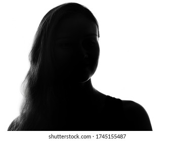 Female Person Silhouette In The Shadow, Back Lit Light