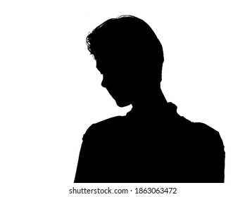 Female Person Silhouette In The Shadow, Back Lit Light